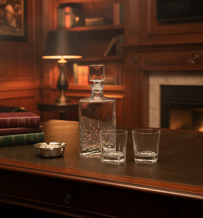 Chiseled Glass Decanter Set