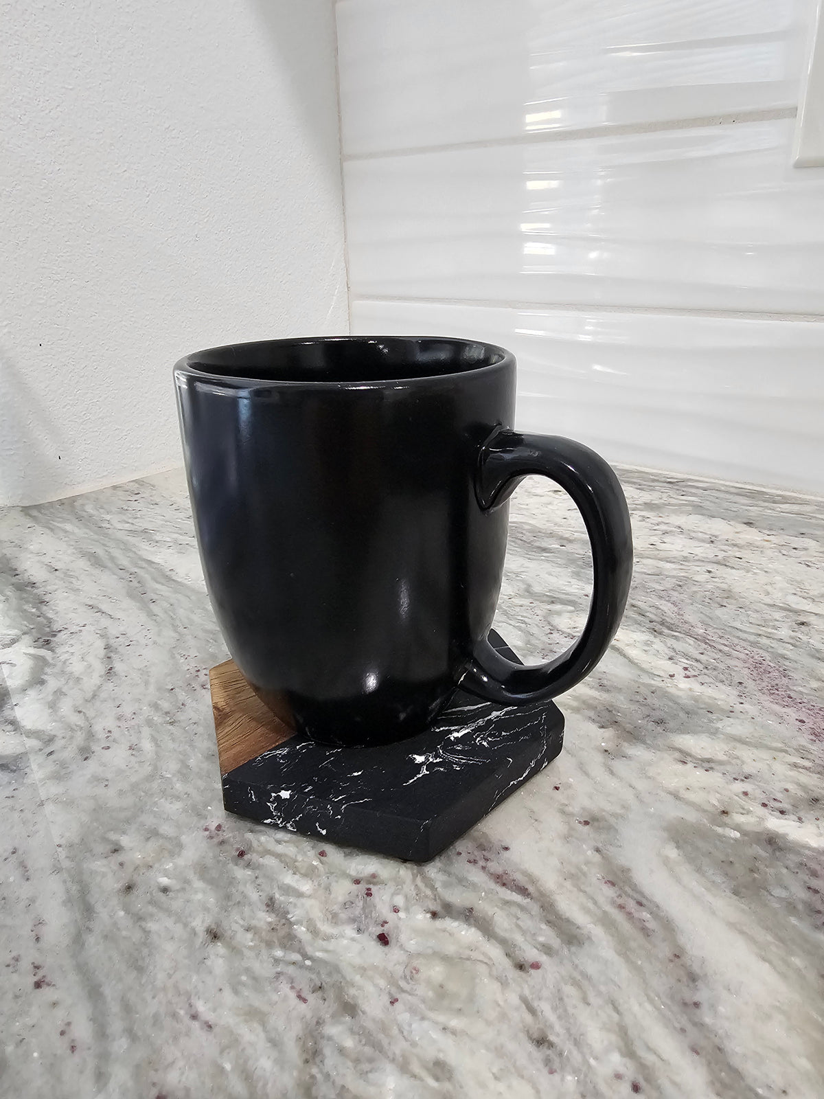 Marble with Wood Coasters