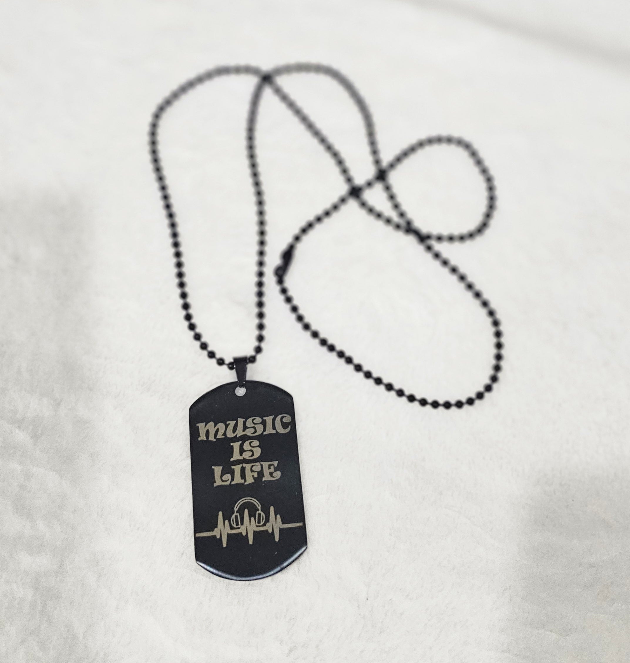 Black Military Dog Tag with chain