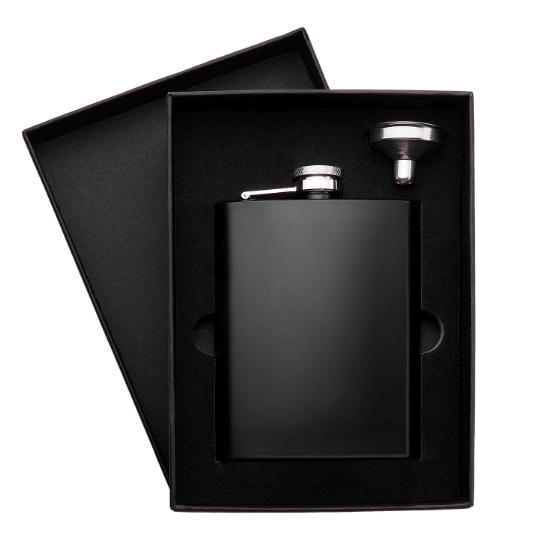 8 oz. Black Stainless Steel Flask