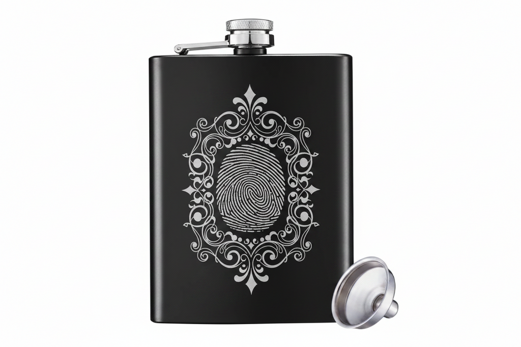 8 oz. Black Stainless Steel Flask