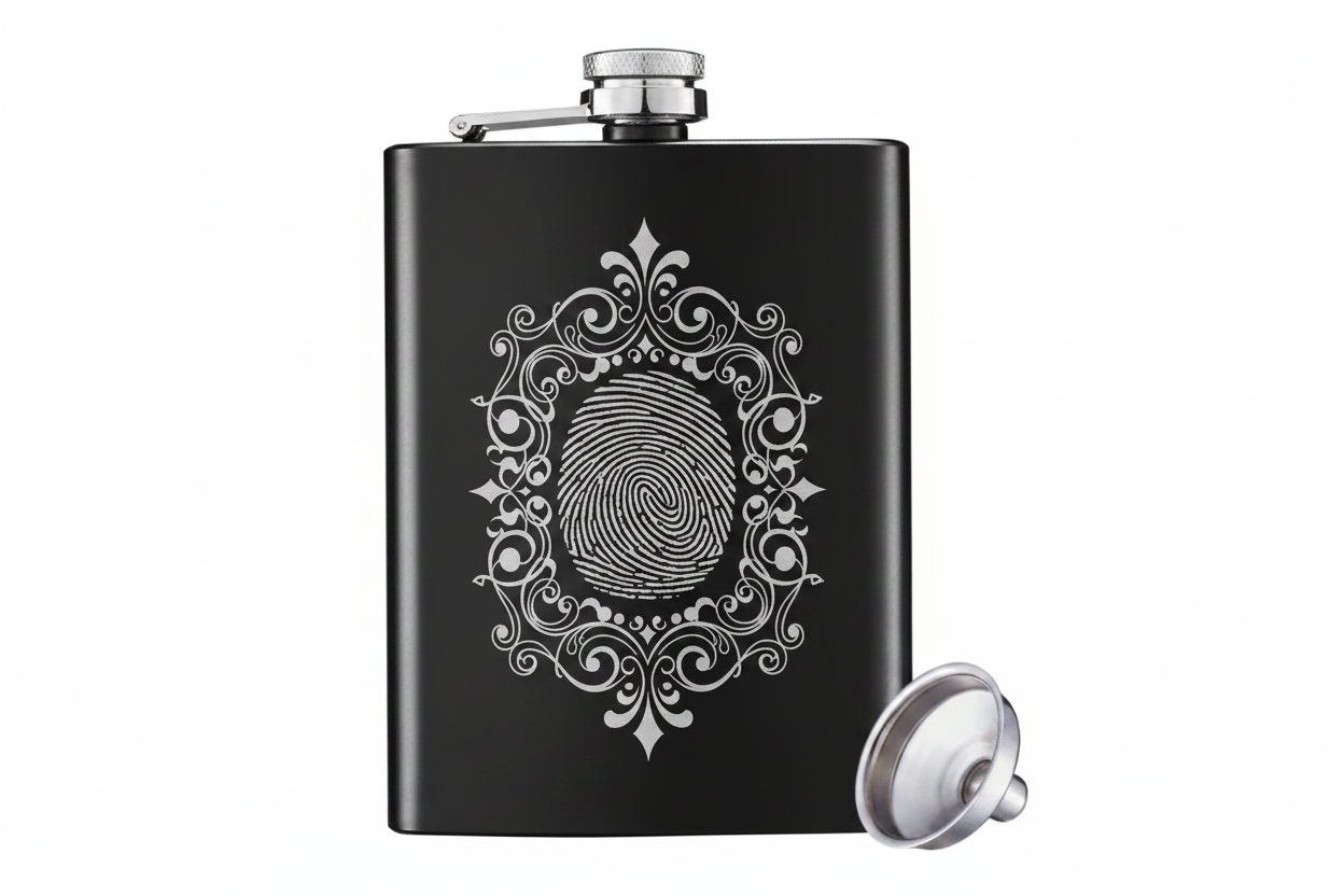 8 oz. Black Stainless Steel Flask