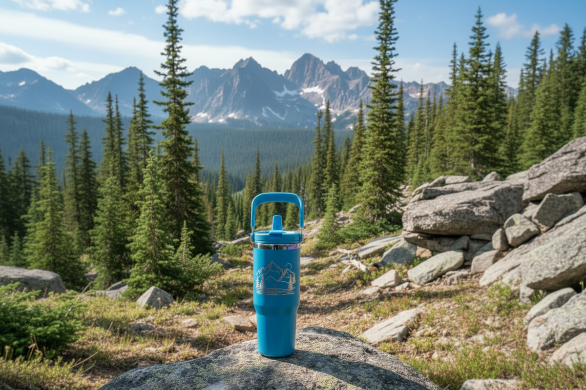 Stainless Steel Tumbler with Handle and Straw (30oz)