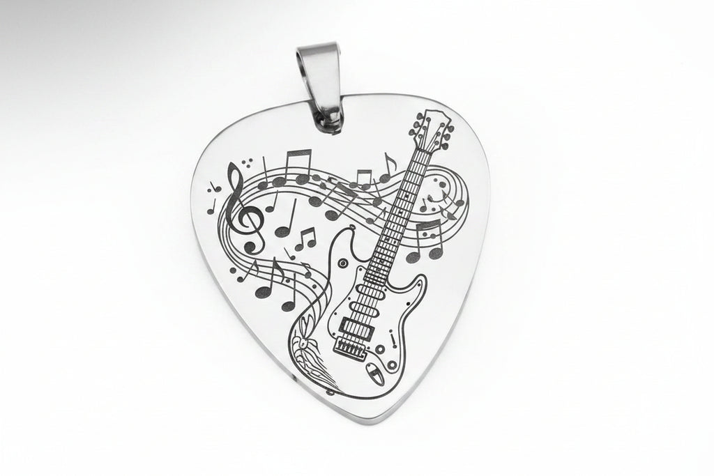 Guitar pick pendant with chain