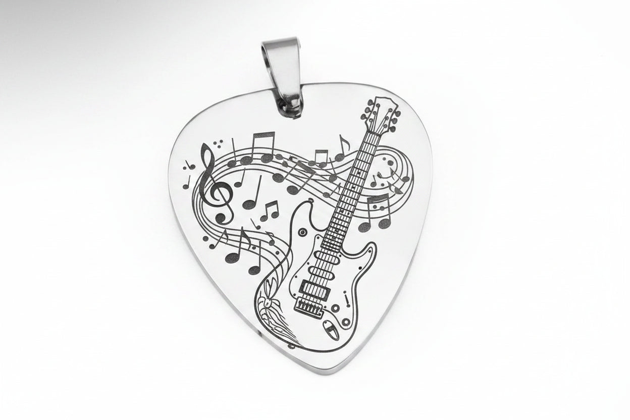 Guitar pick pendant with chain