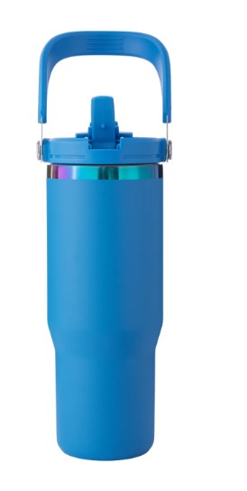 Stainless Steel Tumbler with Handle and Straw (30oz)