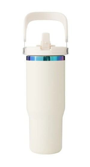 Stainless Steel Tumbler with Handle and Straw (30oz)