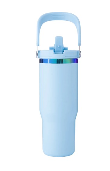 Stainless Steel Tumbler with Handle and Straw (30oz)